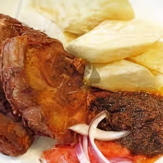 Fried Yam & Tsofi (Turkey Tail)